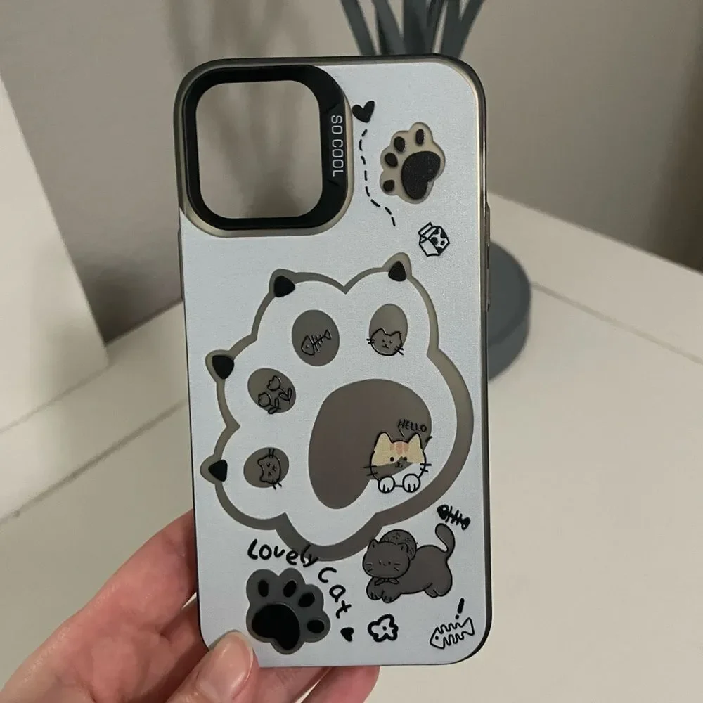 iPhone 12 Cases – Cute Cat Paw & Money Print – Set of 2